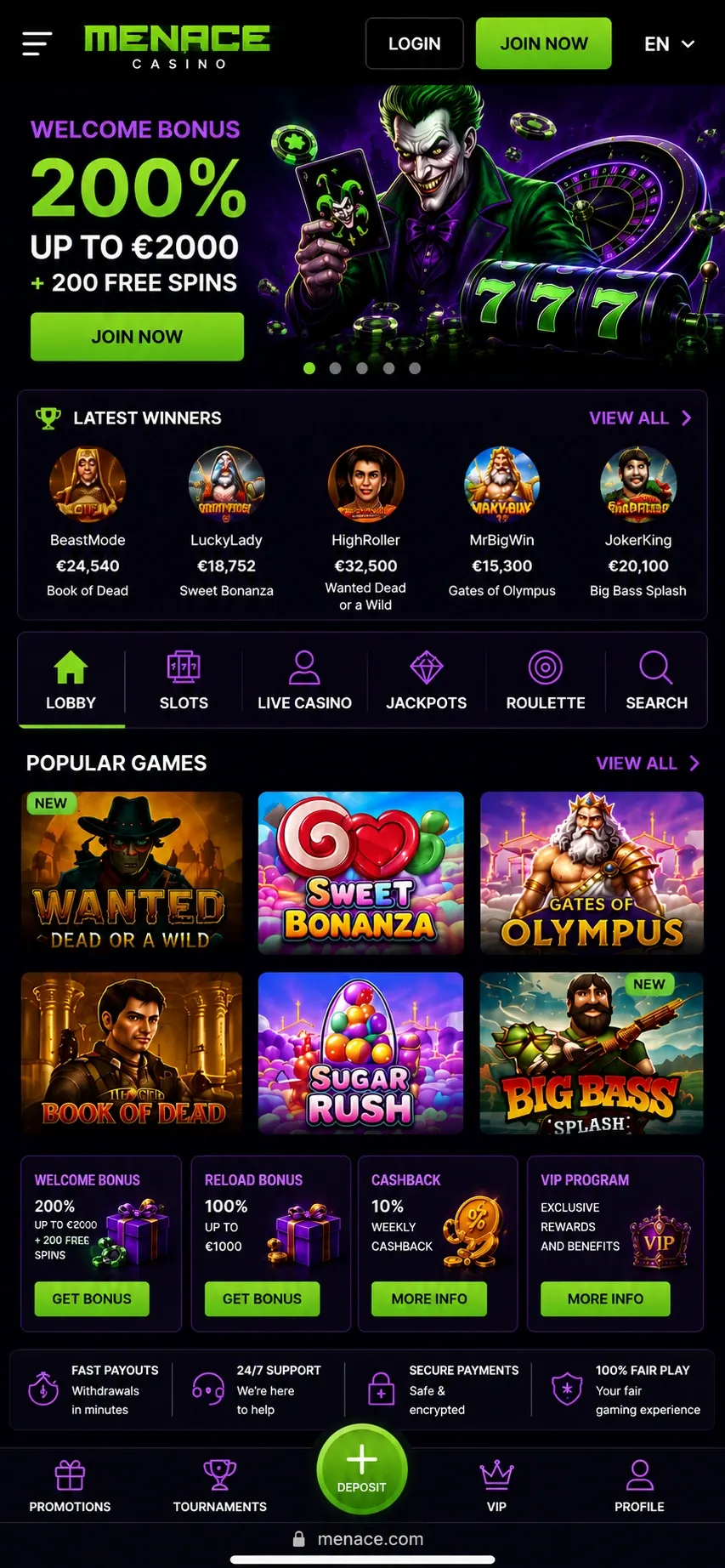 MENACE.com Casino